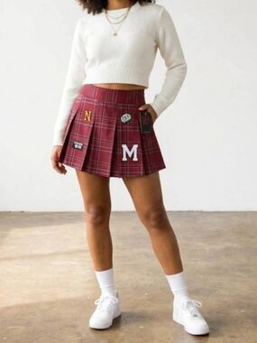 Plaid Pleated Short Tennis Mini Skirt XXL Schoolgirl Punk Goth Preppy Y2K Red